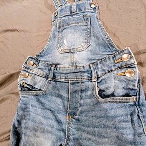 Old Navy Distressed Light-Wash Denim Overalls - Toddler Size 5T